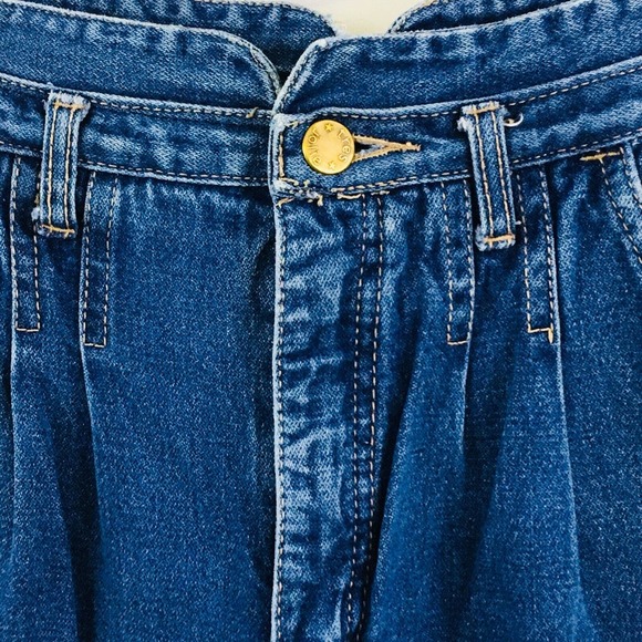 Vtg Womens 3/4 Tres Jolie Blue Jeans High Waist Mom Pleated Tapered 30" Inseam - Picture 3 of 9